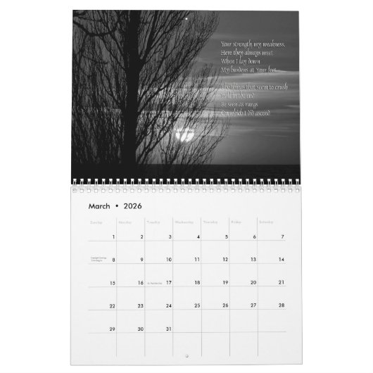 het optillen van citaten en fotografie blend kalender (Mar 2026)