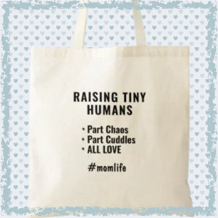 Het opvoeden van kleine mensen grappige mam slogan tote bag
