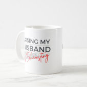 Het opvoeden van mijn man is vermoeiende grappige  koffiemok (Voorkant links)