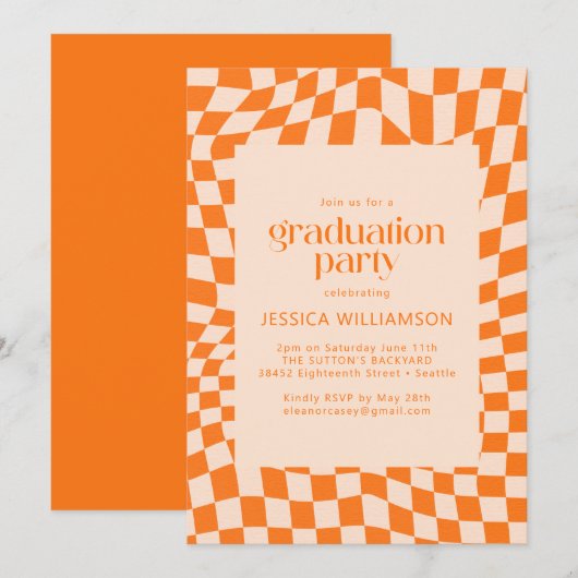 Het Oranje Abstracte Afstuderen van het Controlebo Kaart (Voorkant / Achterkant)