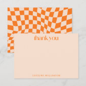 Het Oranje Abstracte Controlebord van de terugkeer Bedankkaart (Voorkant / Achterkant)