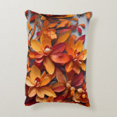 Het Oranje Bloemmotief Ontwerp Accent Kussen (Achterkant (Verticaal))