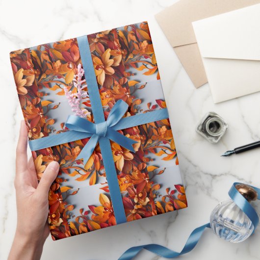 Het Oranje Bloemmotief Ontwerp Cadeaupapier (Geschenken)