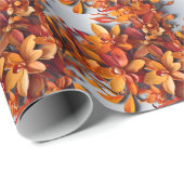 Het Oranje Bloemmotief Ontwerp Cadeaupapier (Rol Hoek)