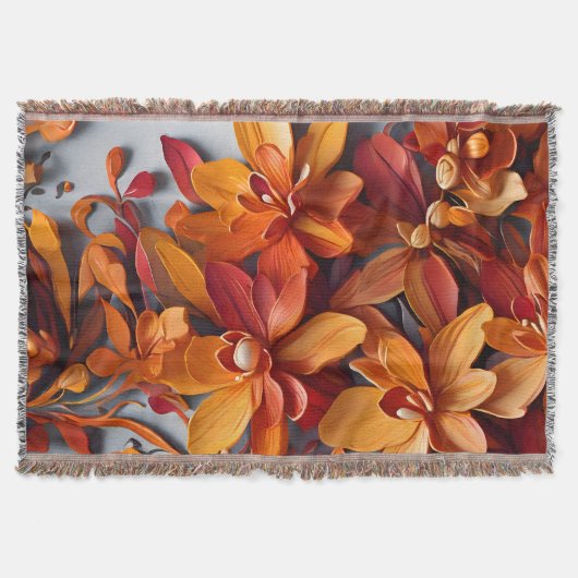 Het Oranje Bloemmotief Ontwerp Deken (Voorkant)