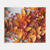 Het Oranje Bloemmotief Ontwerp Fleece Deken (Voorkant (Horizontaal))
