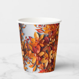 Het Oranje Bloemmotief Ontwerp Papieren Bekers