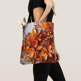 Het Oranje Bloemmotief Ontwerp Tote Bag