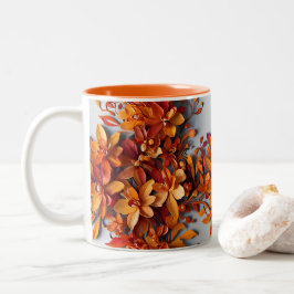 Het Oranje Bloempatroonontwerp Tweekleurige Koffiemok