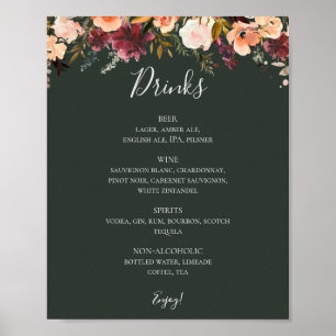 Het Oranje Floral Green Wedding Drink Menu van Bur Poster
