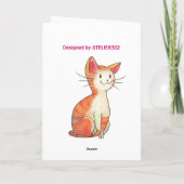 Het oranje (klantgerichte) Wenskaart van de Kat Bedankkaart (Achterkant)