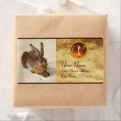 Het Oranje monogram RABBIT ( Young Hare ) Etiket (Insitu)