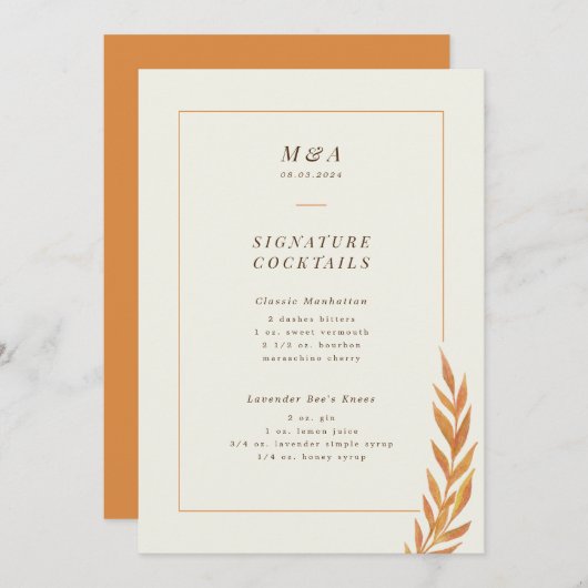 Het Oranje Van de Tak van het Valle Band Menu van  (Voorkant / Achterkant)