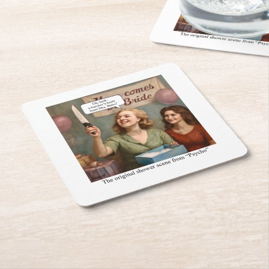 Het originele douchescène uit Psycho. Kartonnen Onderzetters (Schuin)