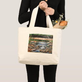 Het originele handgeschilderde kunstlandschap van  grote tote bag