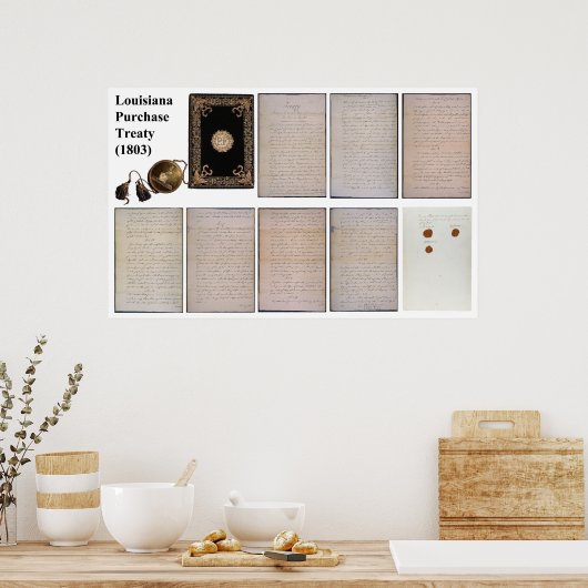 Het ORIGINELE koopverdrag van Louisiana van 1803 Poster (Keuken)