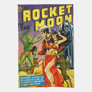 Het ORIGINELE ONTWERP van de jaren '50Sci Fi PULP Theedoek