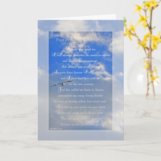 Het originele "Print van de Poot op Uw Hart" de Kaart (Gele Bloem)