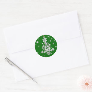 Het Ornament & de Sneeuwvlokken van de boom Ronde Sticker