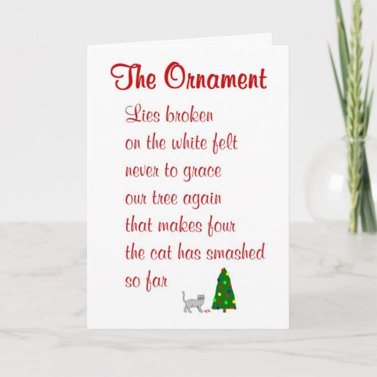 Het Ornament - een grappig kerstgedicht Feestdagen Kaart (Voorkant)