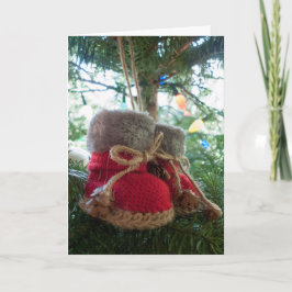 Het Ornament van de Laarzen van het baby Feestdagen Kaart