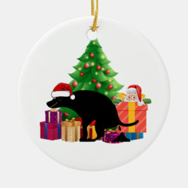 Het Ornament van een kerstcadeau voor een hond