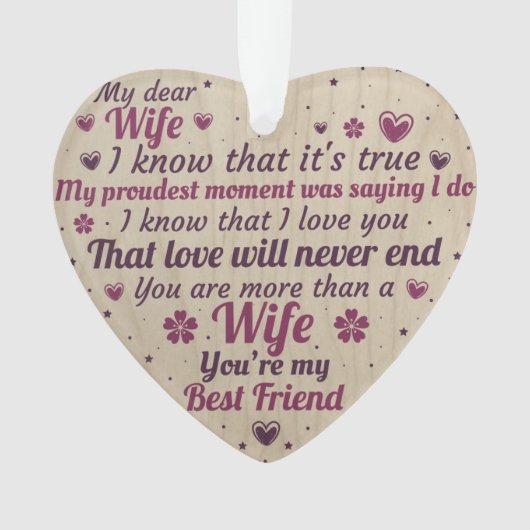 Het Ornament van het hangen - aan mijn beste vrouw (voorkant)