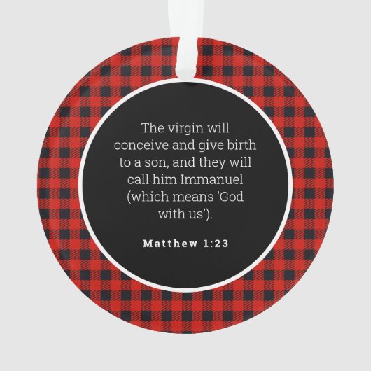 Het Ornament van Jesus Red Gingham (achterkant)