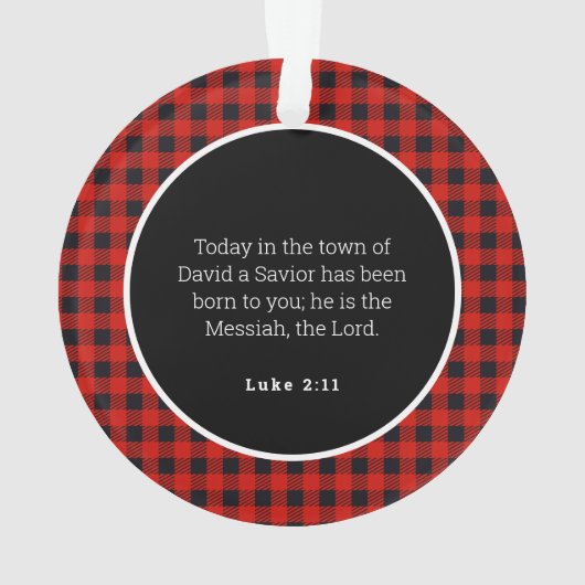 Het Ornament van Jesus Red Gingham (achterkant)