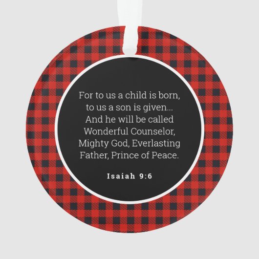 Het Ornament van Jesus Red Gingham (achterkant)