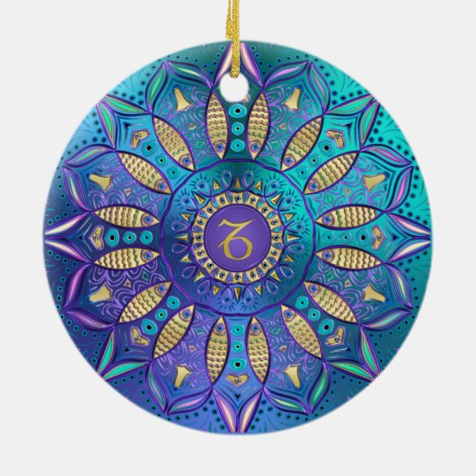 Het Ornament van Kerstmis van Steenbok Mandala van (Achterkant)