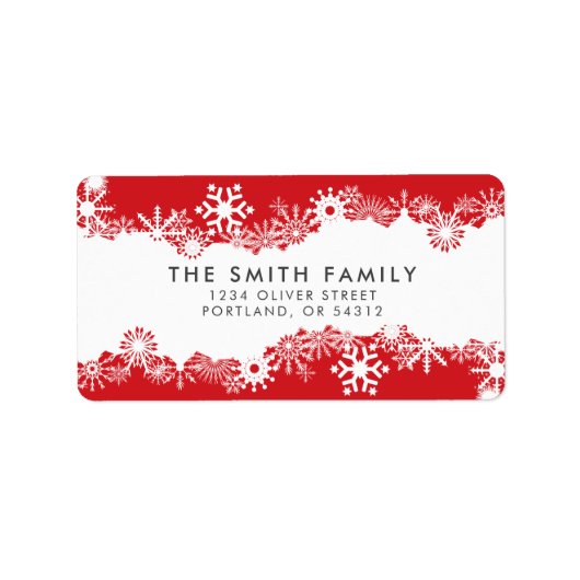 Het ornamental Snowflakes kerststaartadres Etiket (Voorkant)
