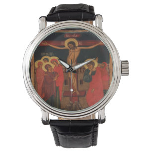 Het orthodoxe Pictogram van Jezus op het kruis Horloge