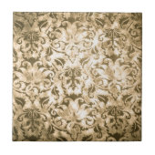Het oude Abstracte Wapenmodel Worn Brown Damask Tegeltje (Voorkant)