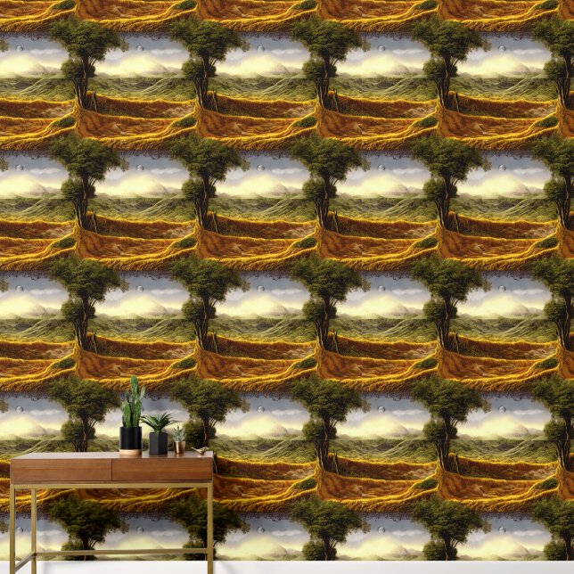 Het oude boomlandschap behang (Hal)