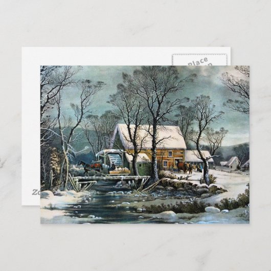 Het oude Briefkaart van de Grist Mill (Voorkant / Achterkant)