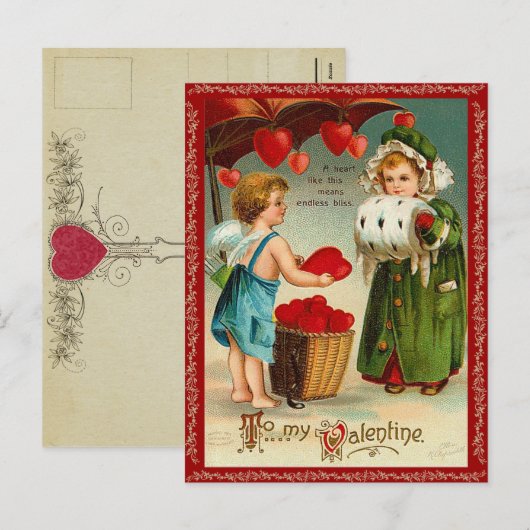 Het oude Briefkaart van Valentijn van de Mode (Voorkant / Achterkant)