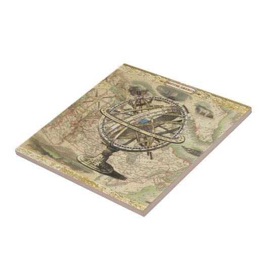 Het oude Britse Beer is een kompas Tegeltje (Zijkant)