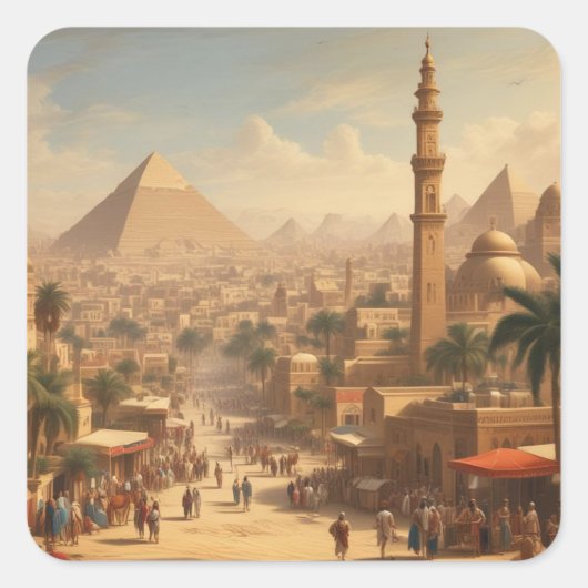Het oude Caïro Egypte Vierkante Sticker (Voorkant)