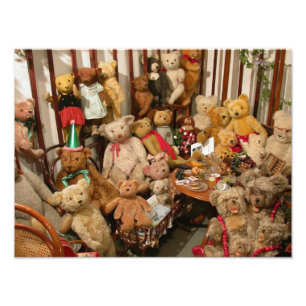 Het oude Collectie van Teddyberen Foto Afdruk