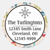 Het oude Fashioned kerstversieradres van de Terugk Ronde Sticker (Voorkant)