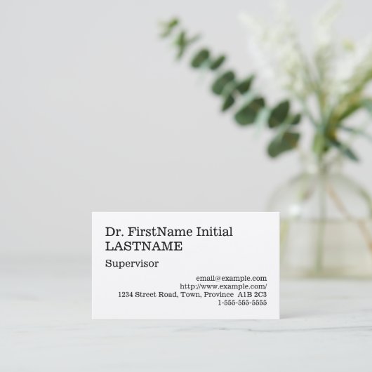 Het oude Fashioned Visitekaartje van de Supervisor (Staand voorkant)
