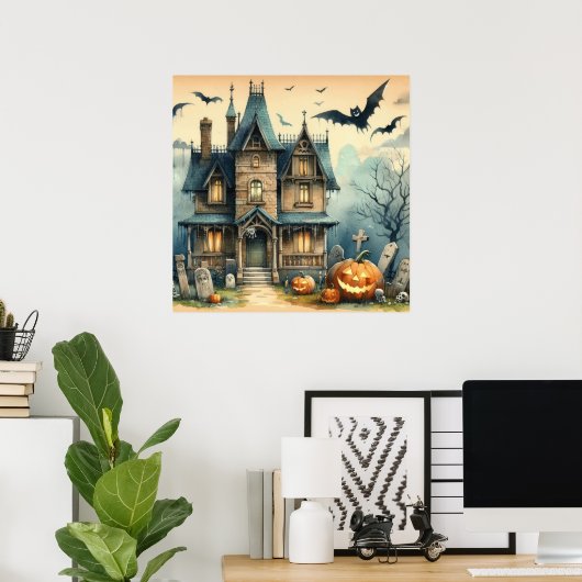 Het oude Halloween Art Poster (Thuiskantoor)
