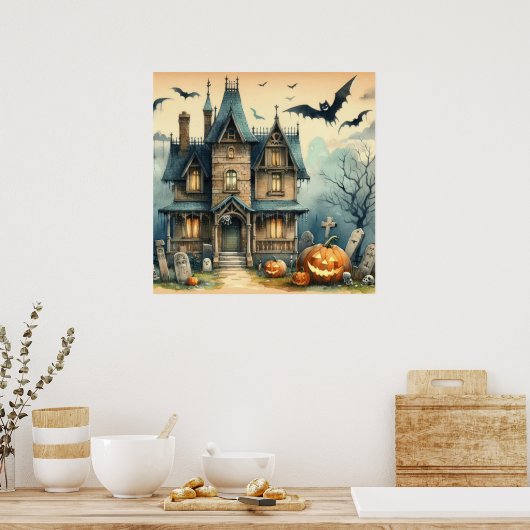 Het oude Halloween Art Poster (Keuken)