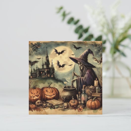 Het oude Halloween Art Wenskaart (Staand voorkant)