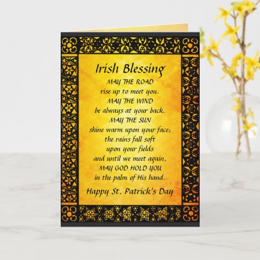 Het oude Iers die, St. Patrick Dag zegenen Kaart (Gele Bloem)