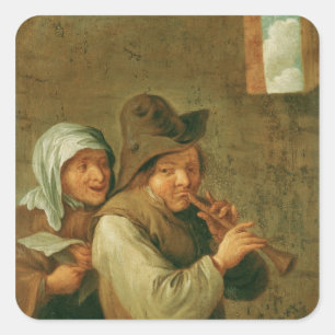 Het oude koppel vierkante sticker