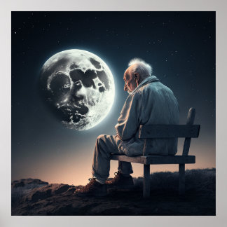 Het oude man dat zich eenzaam voelt poster-3- poster