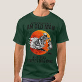 Het oude Man die van motorfiets houdt sleept Racen T-shirt (Voorkant)