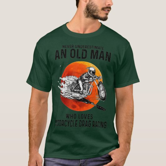 Het oude Man die van motorfiets houdt sleept Racen T-shirt (Voorkant)